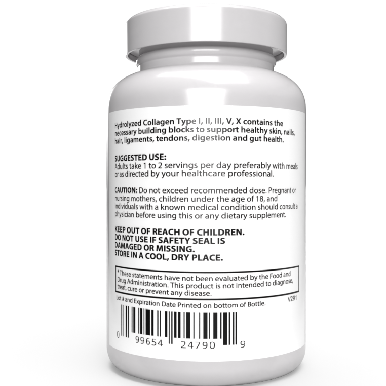Multi-Collagen Peptides - Types I, II, III, V & X (90 capsules) - AlcheVita
